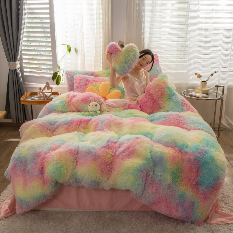 Mink Velvet Four-piece Printing Thickened Warm Bedding
