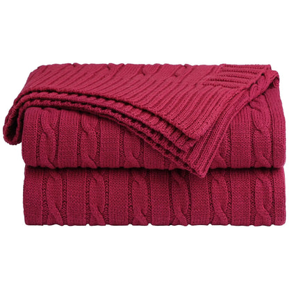 Cable Knitted Bed Sofa Throw Blanket