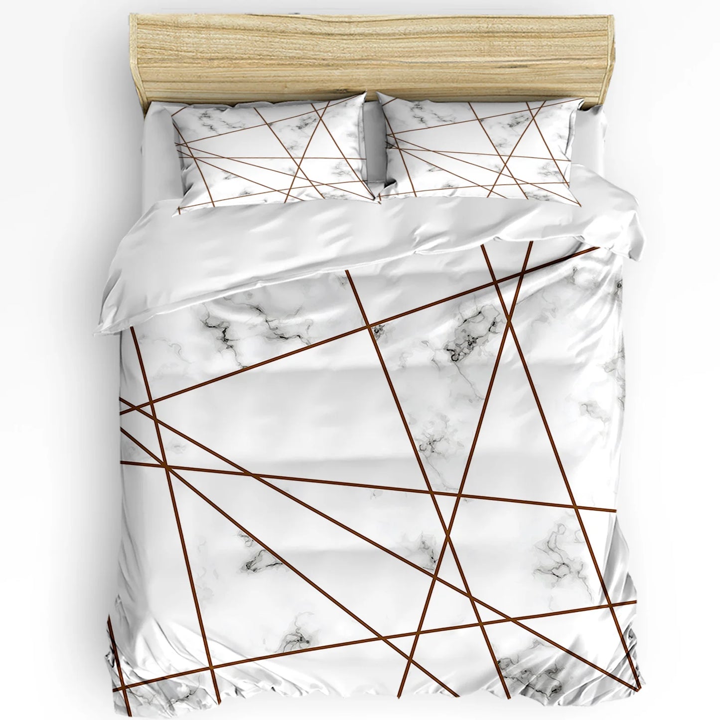 White Marble Striped Duvet Cover Set