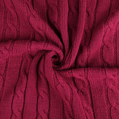 Cable Knitted Bed Sofa Throw Blanket