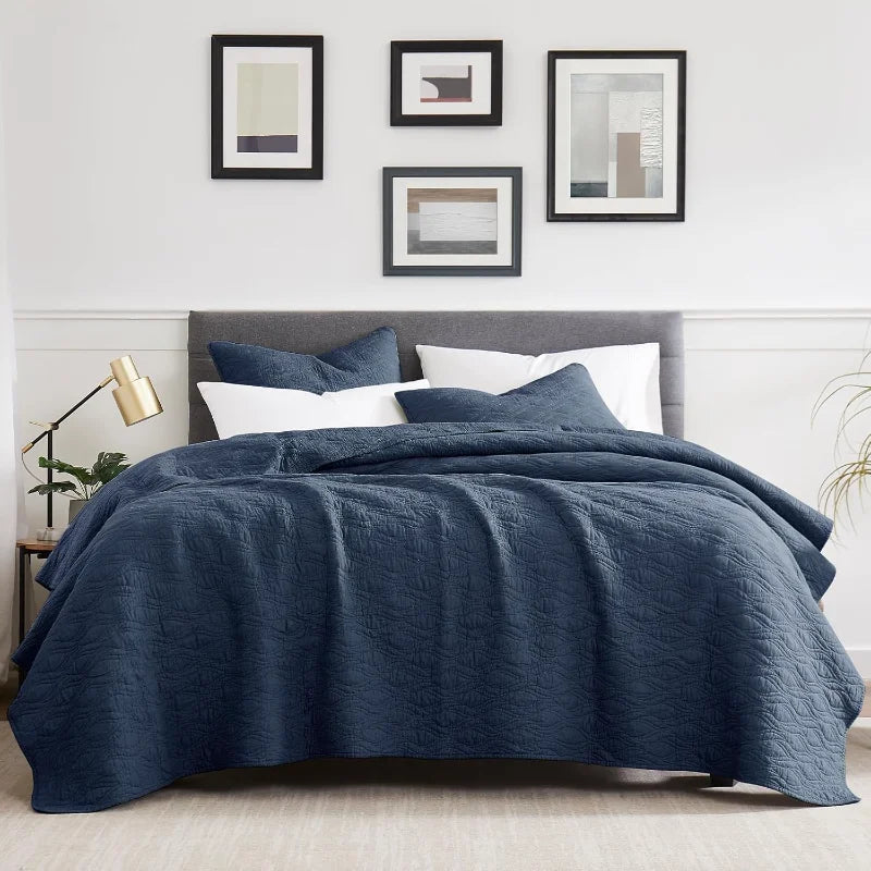 Beige Cotton Queen Quilt Set