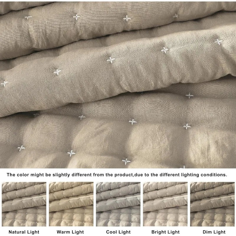 Beige King Quilt Set