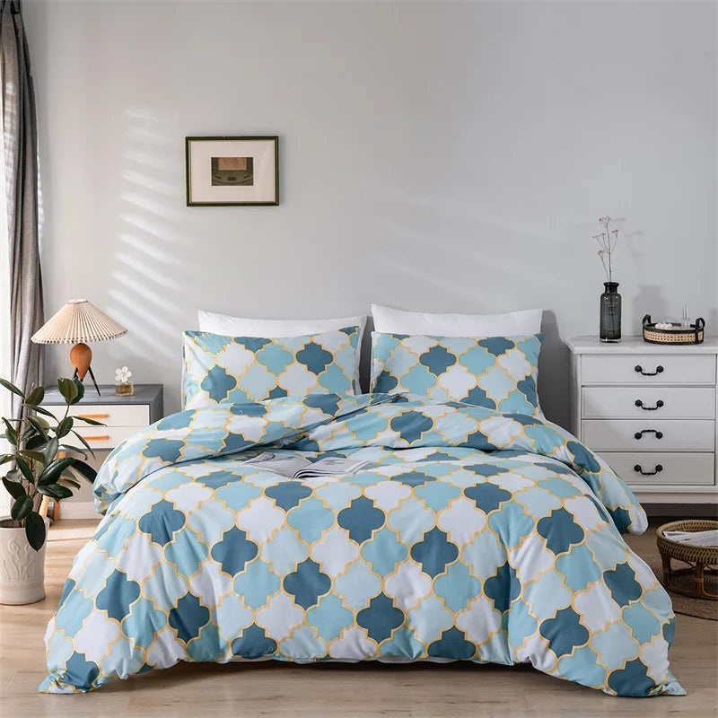Modern Gold Print Queen Duvet Cover Set