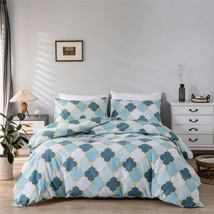 Modern Gold Print Queen Duvet Cover Set