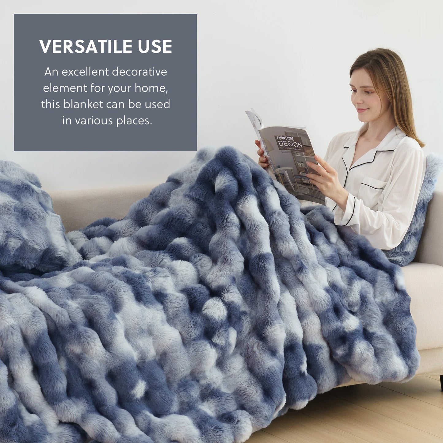 Milk Velvet Bubble Rabbit Plush Blanket
