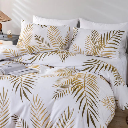 Modern Gold Print Queen Duvet Cover Set