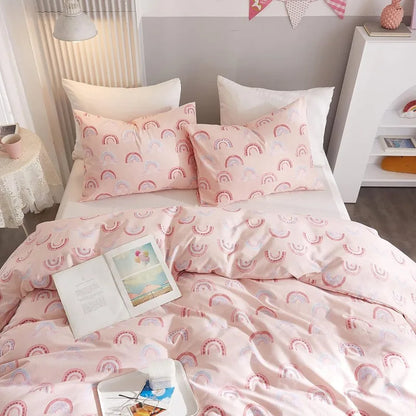 Rainbow Pink Cotton Duvet Cover Set