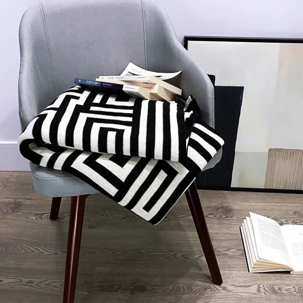 Nordic Striped Acrylic Cashmere Knit Blanket
