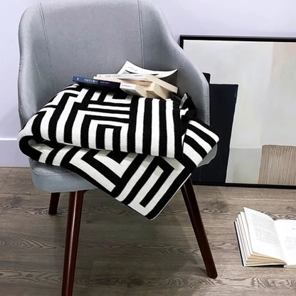 Nordic Striped Acrylic Cashmere Knit Blanket