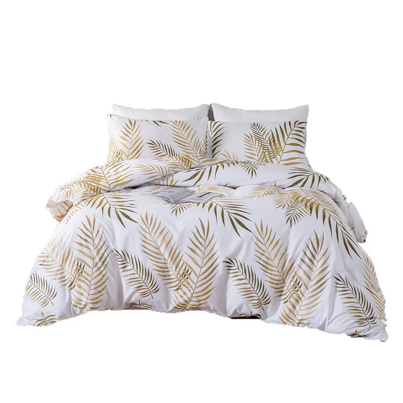 Modern Gold Print Queen Duvet Cover Set