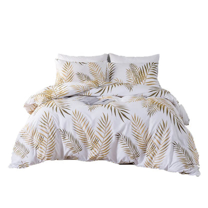 Modern Gold Print Queen Duvet Cover Set