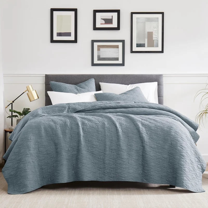 Beige Cotton Queen Quilt Set