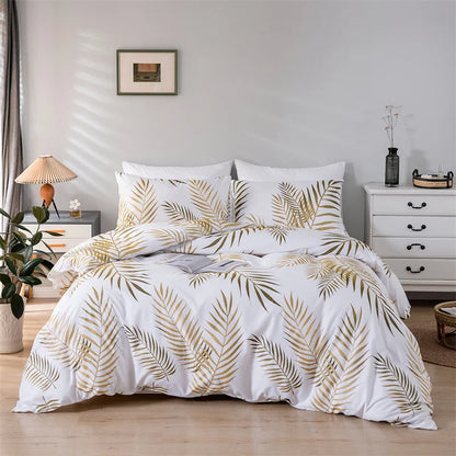 Modern Gold Print Queen Duvet Cover Set