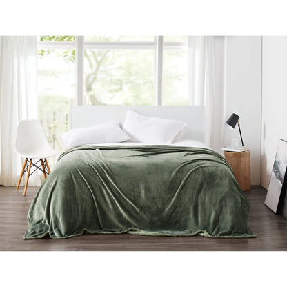 Solid Plush Green King Blanket