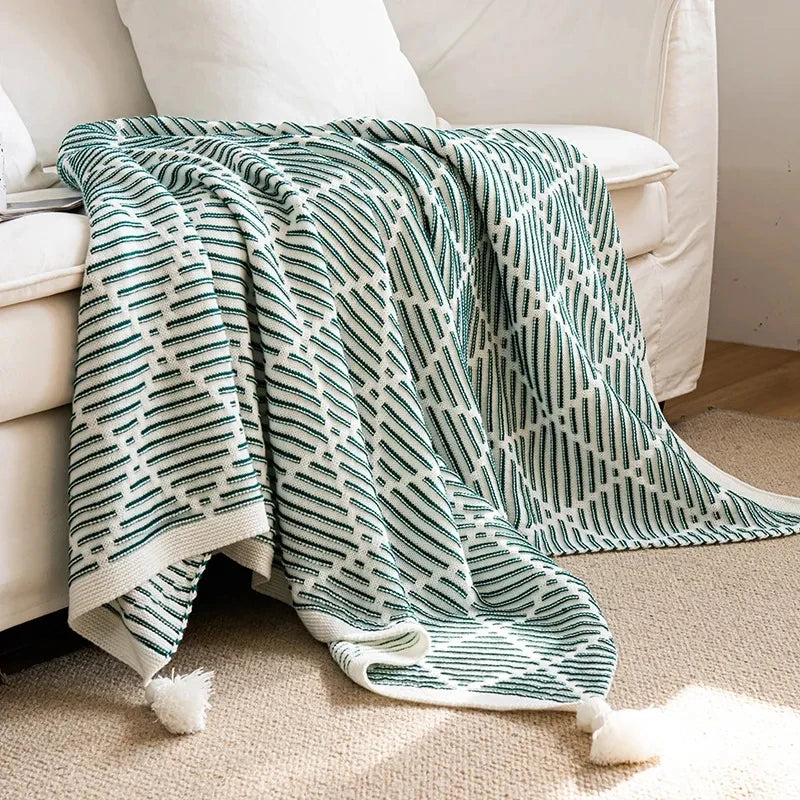 Luxury Plaid Knit Throw Blanket