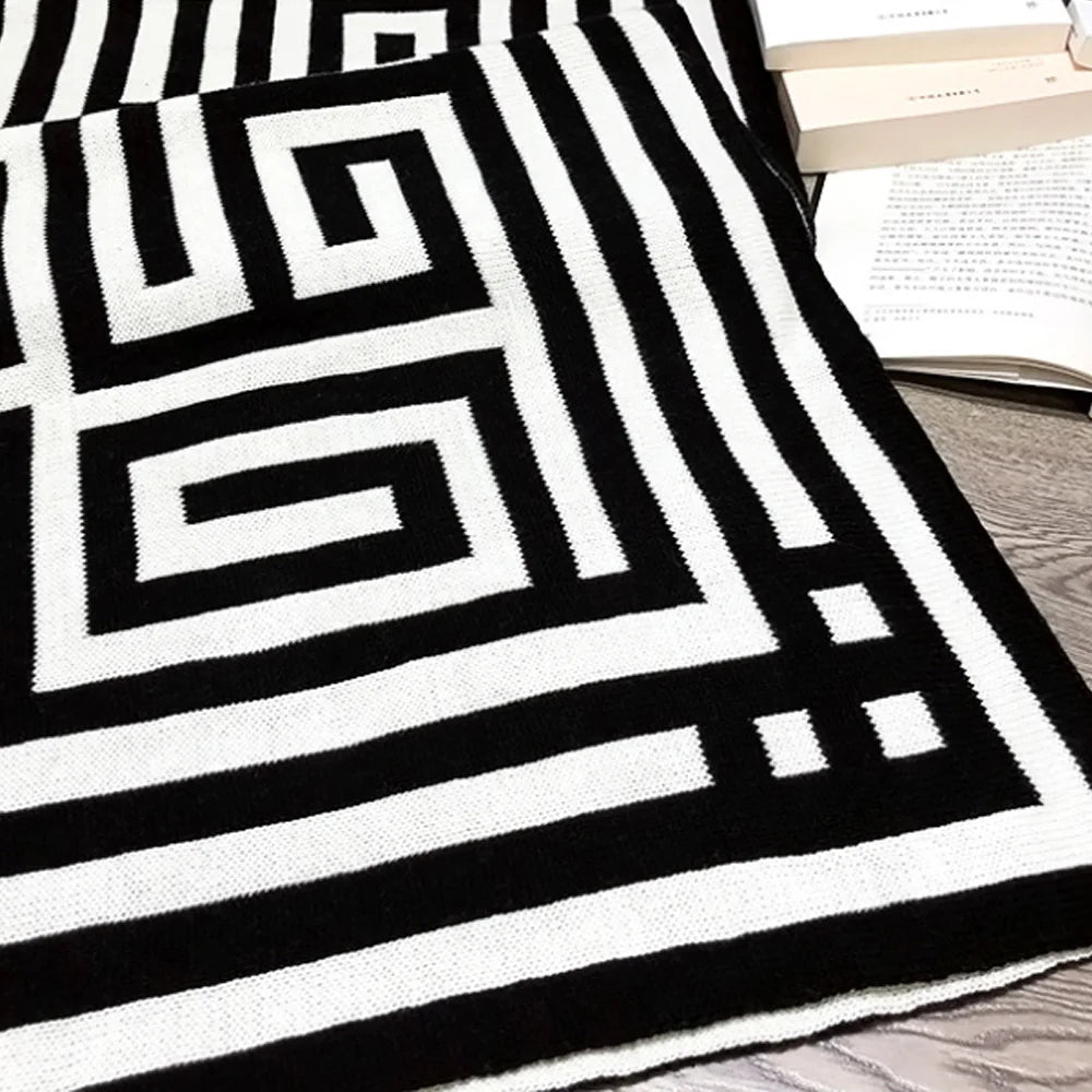 Nordic Striped Acrylic Cashmere Knit Blanket