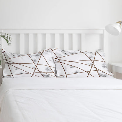 White Marble Striped Duvet Cover Set