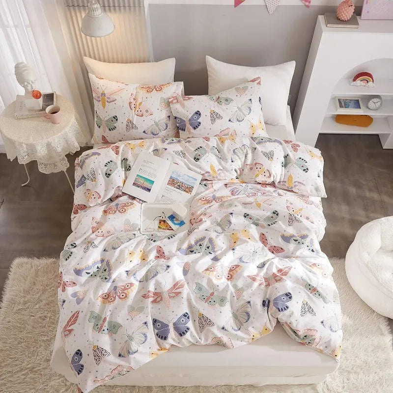 Rainbow Pink Cotton Duvet Cover Set