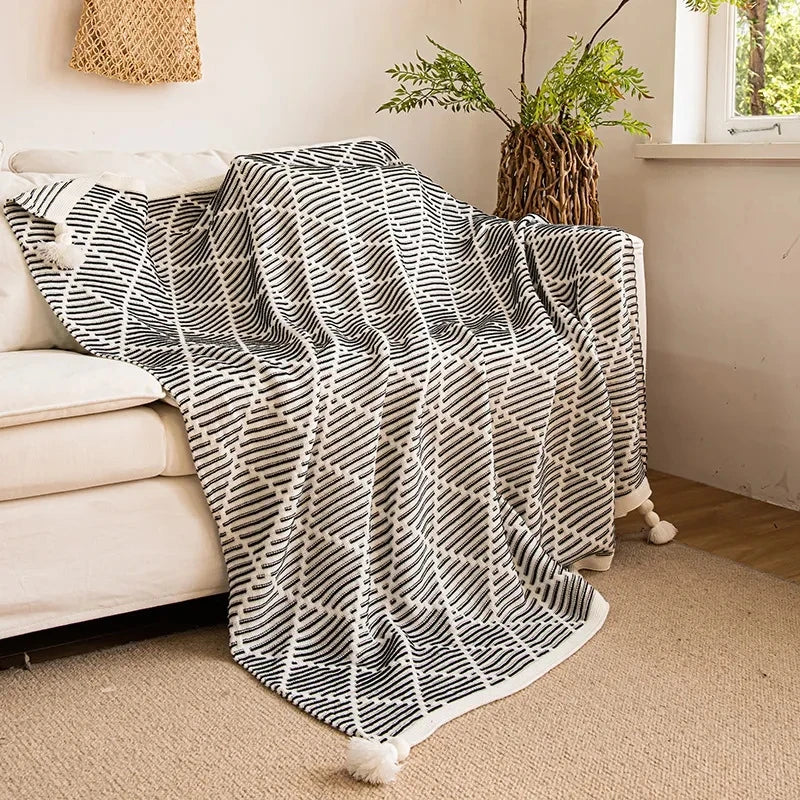 Luxury Plaid Knit Throw Blanket