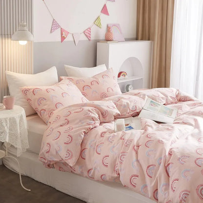 Rainbow Pink Cotton Duvet Cover Set