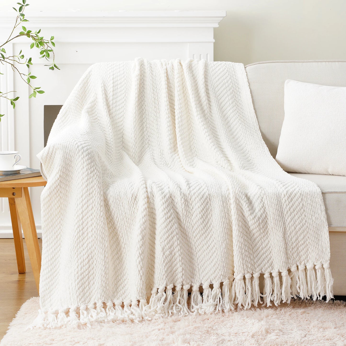 Soft Thick Plaid Knitted Throw Blanket