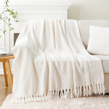Soft Thick Plaid Knitted Throw Blanket