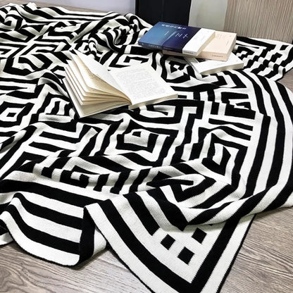 Nordic Striped Acrylic Cashmere Knit Blanket