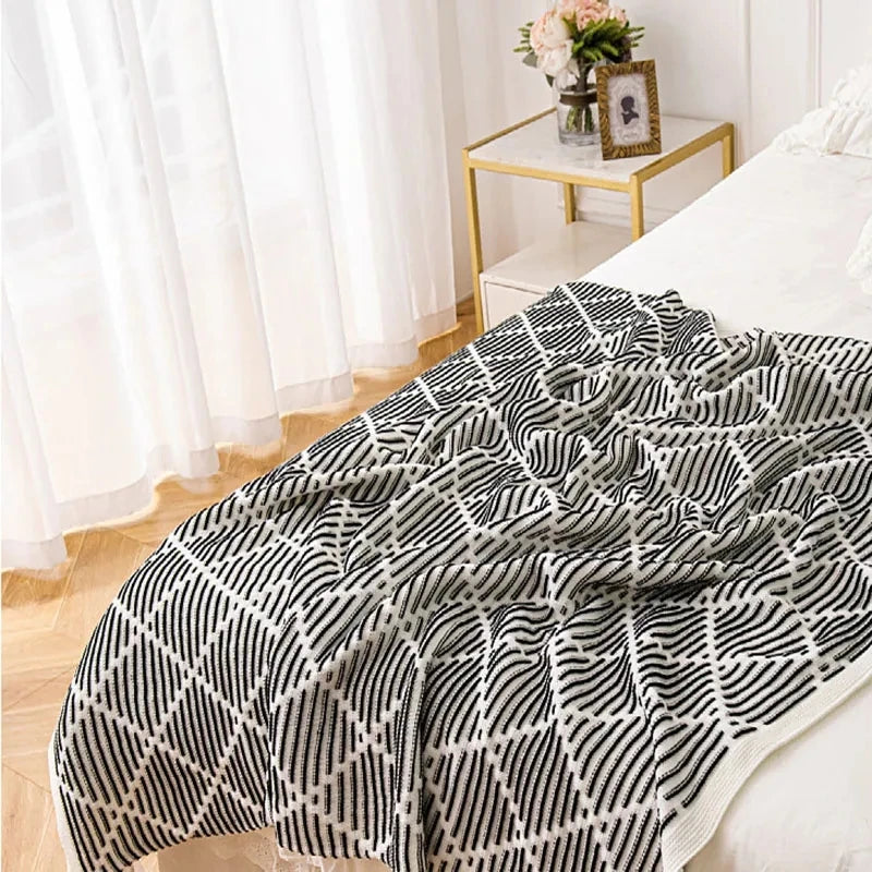 Luxury Plaid Knit Throw Blanket
